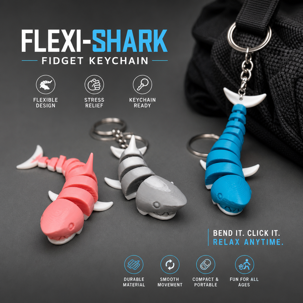 Flexi-Shark Fidget Keychain