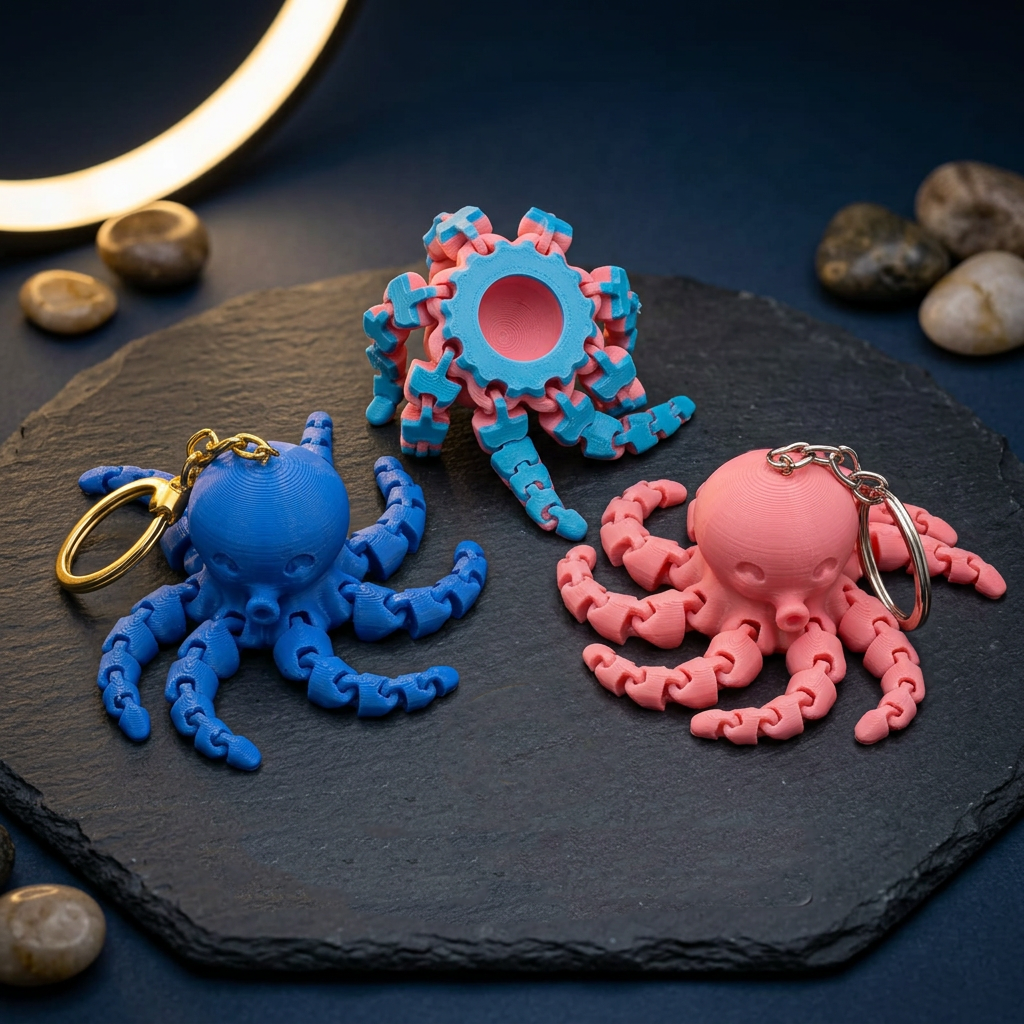Cute Flexi-Octopus Keychain - Image 2
