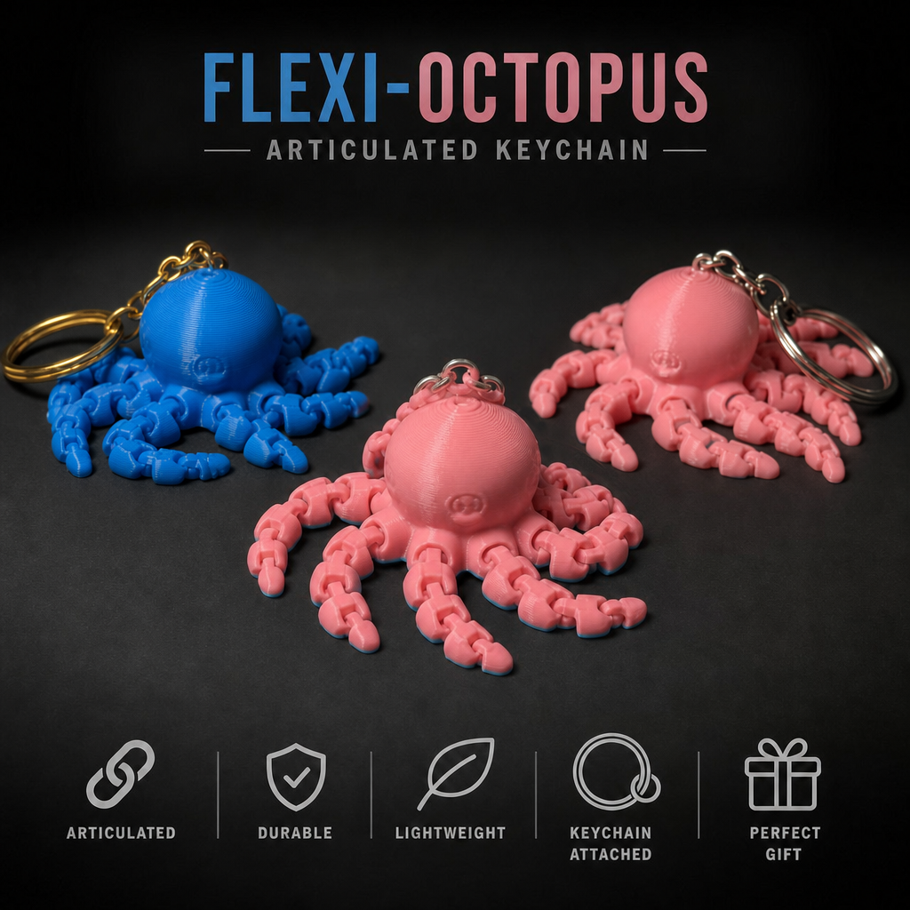 Cute Flexi-Octopus Keychain