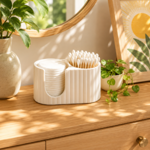 Dual-Compartment Cotton Pad & Q-Tip Holder