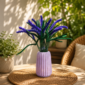 Pipe Cleaner Lavender Bouquet & Vase Set