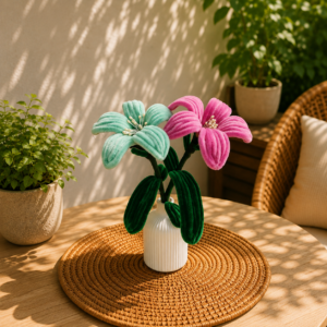 Pipe Cleaner Dual Lily & White Vase Set