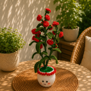 Pipe Cleaner Red Rose Bush & Kawaii Pot Set