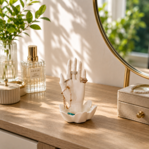 Elegant Hand Jewelry Stand & Lotus Dish Holder